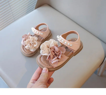 Korean Style Summer Sandals for Girls Flowers in Full Bloom Children's Beach Shoes Flexible Soft-sole Kid's Girl Sandals I060683