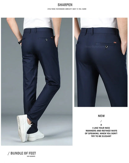 Bamboo Fiber Straight Business Pants Men Summer Clothes Fashion Classic Designer Breathable Casual Long Formal Trouser Male