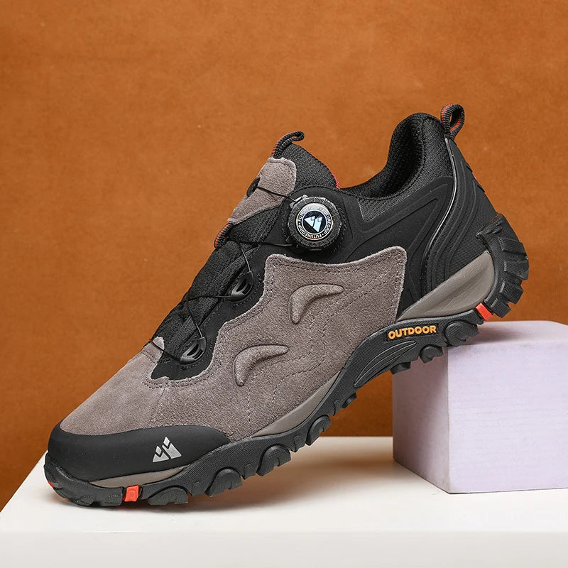 Leather Shoes for Men, Outdoor Hiking Shoes, Tourist Trekking Sneakers, Mountain Climbing Trail Jogging Shoes, Turnbuckle