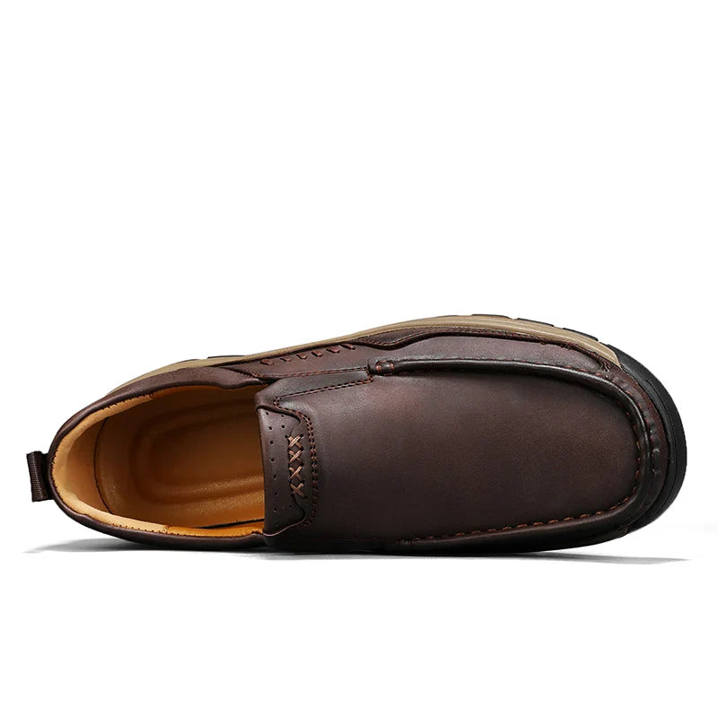 Men's Hand-Stitched Fashion Loafers, Solid Color Low-Top Casual Shoes, Simple Trendy Slip-On Sneakers, Men's Shoes for All Seasons, Daily Office Business Shoes, Large Size Men's Shoes