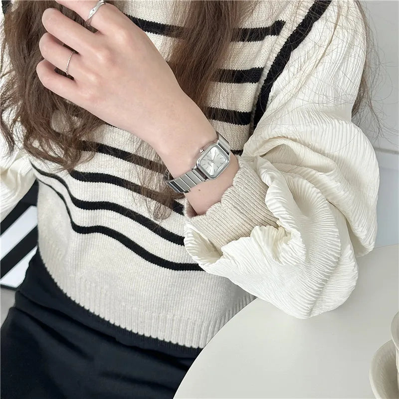 New Brand Steel Band Square Quartz Watch Retro Minimalist Temperament Small Dial Watch Female Student Wristwatch Dropshipping