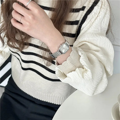 New Brand Steel Band Square Quartz Watch Retro Minimalist Temperament Small Dial Watch Female Student Wristwatch Dropshipping