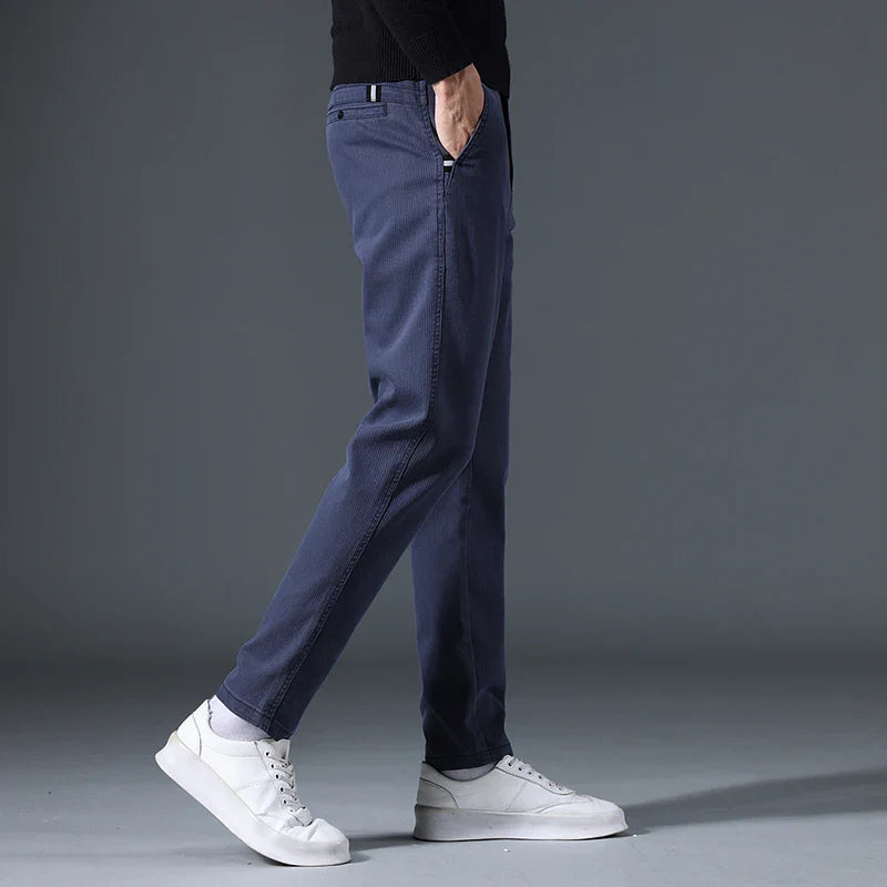 2025 Autumn New Casual Pants Men's Fashion Slim Fit Thick Straight Pants Soft Cotton Retro Style Streetwear Trousers Clothing