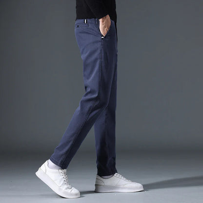 2025 Autumn New Casual Pants Men's Fashion Slim Fit Thick Straight Pants Soft Cotton Retro Style Streetwear Trousers Clothing