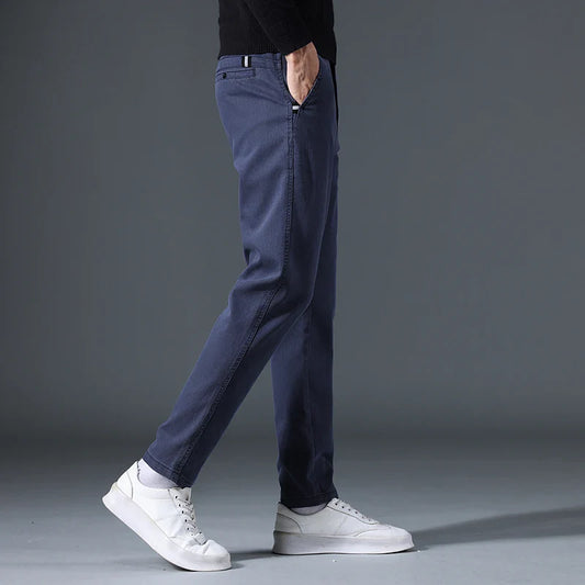 2025 Autumn New Casual Pants Men's Fashion Slim Fit Thick Straight Pants Soft Cotton Retro Style Streetwear Trousers Clothing