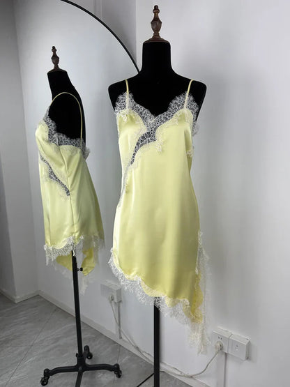 Lace Mini Spaghetti Strap Dress For Women Backless Slit Sexy Dress Evening Party Bodycon Female Elegant Dress High Waist