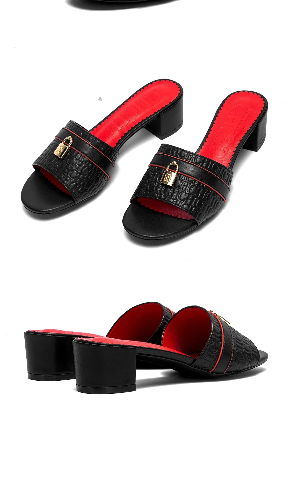 Woman's Heels Sandals Low Block Chunky Slide Sandals Slip on Comfortable Casual Pumps Shoes 5cm