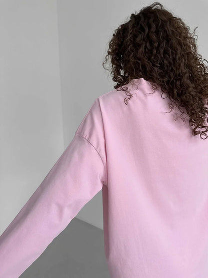 Women Summer 100% Cotton T-shirt Bottoming Spring Basic Fashionable Solid Lady Long Sleeve Loose Tops Shirts