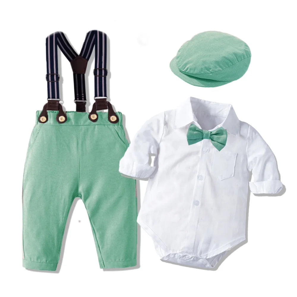 Kid Boy Formal Birthday Outfit Suit Toddler Gentleman Wedding Striped Vest Shirt 1-6 Years Baby Pants Boys Ceremony Outerwear