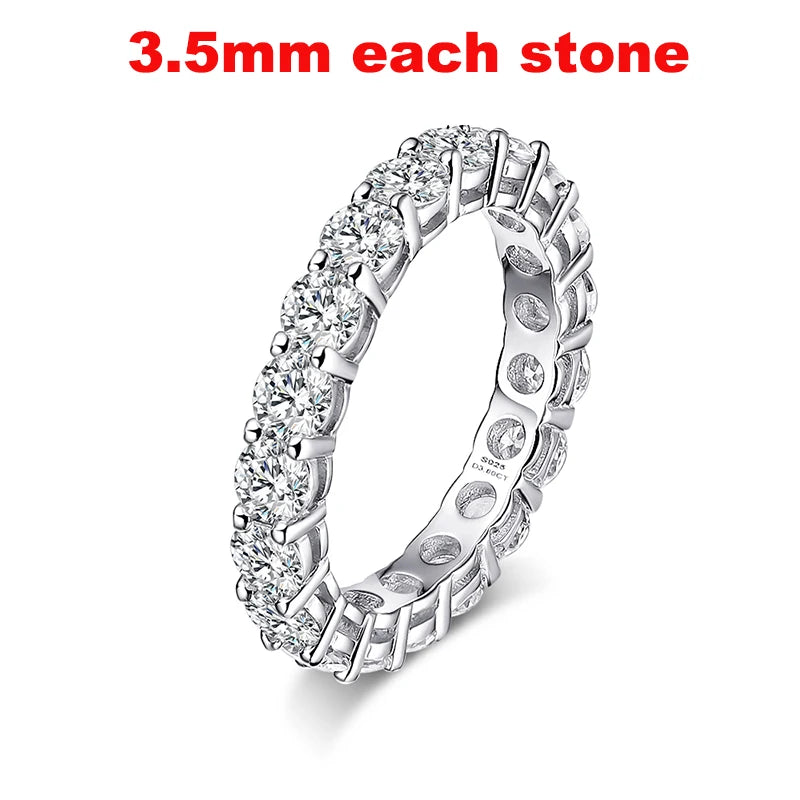 2-5mm Full Moissanite Ring for Women Sparkling Wedding Eternity Bands 100% S925 Sterling Silver Jewelry Classic Ring