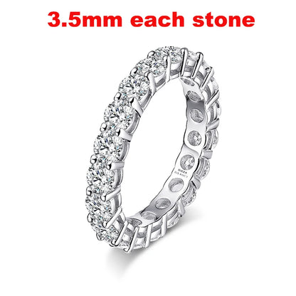 2-5mm Full Moissanite Ring for Women Sparkling Wedding Eternity Bands 100% S925 Sterling Silver Jewelry Classic Ring