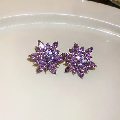 Flower Earrings for Women Korea Simple Sweet Stud Earrings Luxury High-grade Solid Color Charm Jewelry Girls Gift
