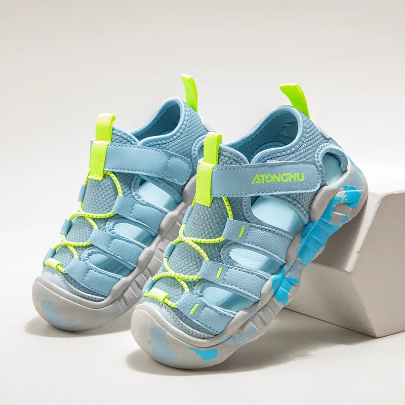Children Summer Sports Sandals Girls Beach Outdoor Non-slip Hiking Shoes Boys Hollow Breathable Anti Collision Round Toe Sandals