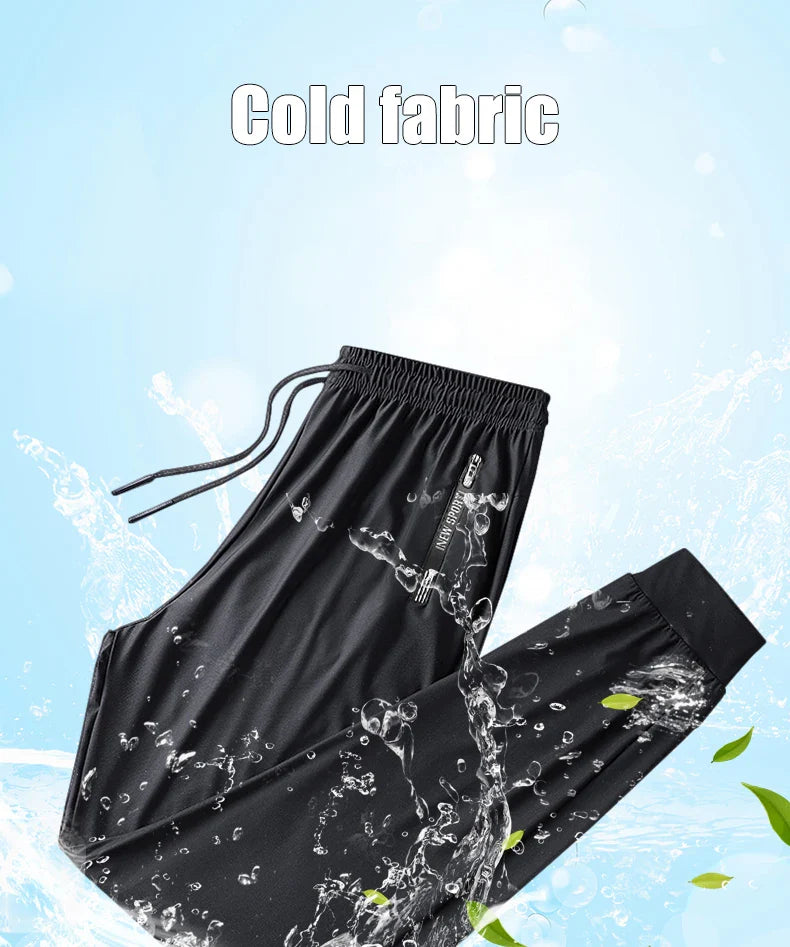 Plus Size 8xl 7xl 6xl Men Sports Pants Quick-Drying Men Trousers Joggers Sportswear Solid Sweatpants Male Elastic Ice Silk Pant