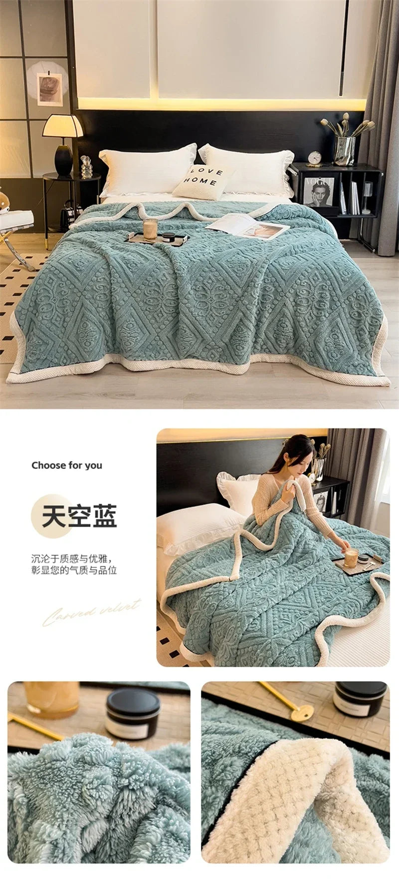 New Carved Velvet Warm Autumn Winter Blanket for Bed Soft Fluffy Sofa Blankets Warmth Cozy Coral Flannel Sofa Cover Blanket Nap