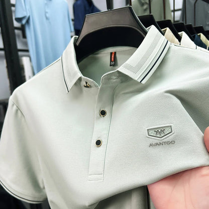 Light luxury brand men's short sleeve polo shirt summer new item high-end letter golf comfortable cotton casual business T-shirt