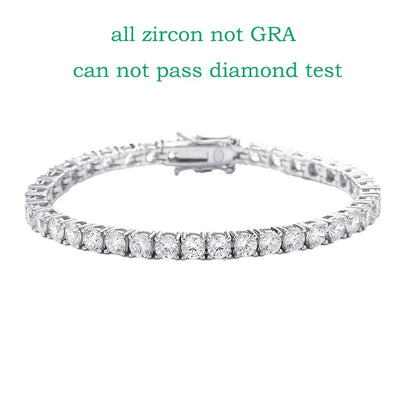 18k Plated 2-4mm Zircon/moissanite Tennis Bracelet for Women Man Full Diamond Original Real 925 Sterling Silver Jewelry