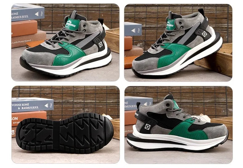 Soft-soled non-slip safety shoes four seasons models men's anti-smash anti-puncture steel head safety shoes new models