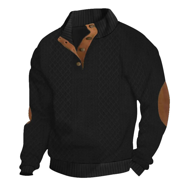 2024 cross-border hot-selling autumn and winter men's casual stand-up collar long-sleeved jacquard knitted pullover sweater