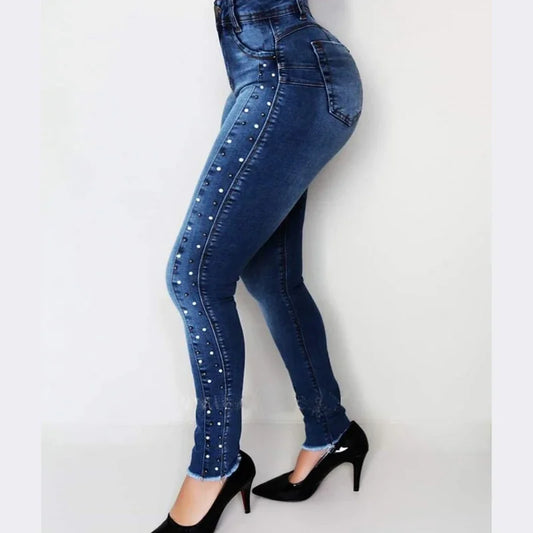 Jeans Pants Woman High Waist Slim Skinny Elastic Denim Trousers