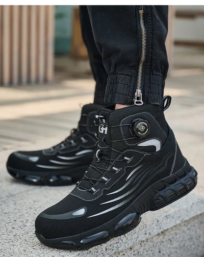 Rotating Buttons Safety Shoes Men Waterproof Steel Toe Safety Footwear Work Boots Men Anti-smash Anti-puncture Protective Boots
