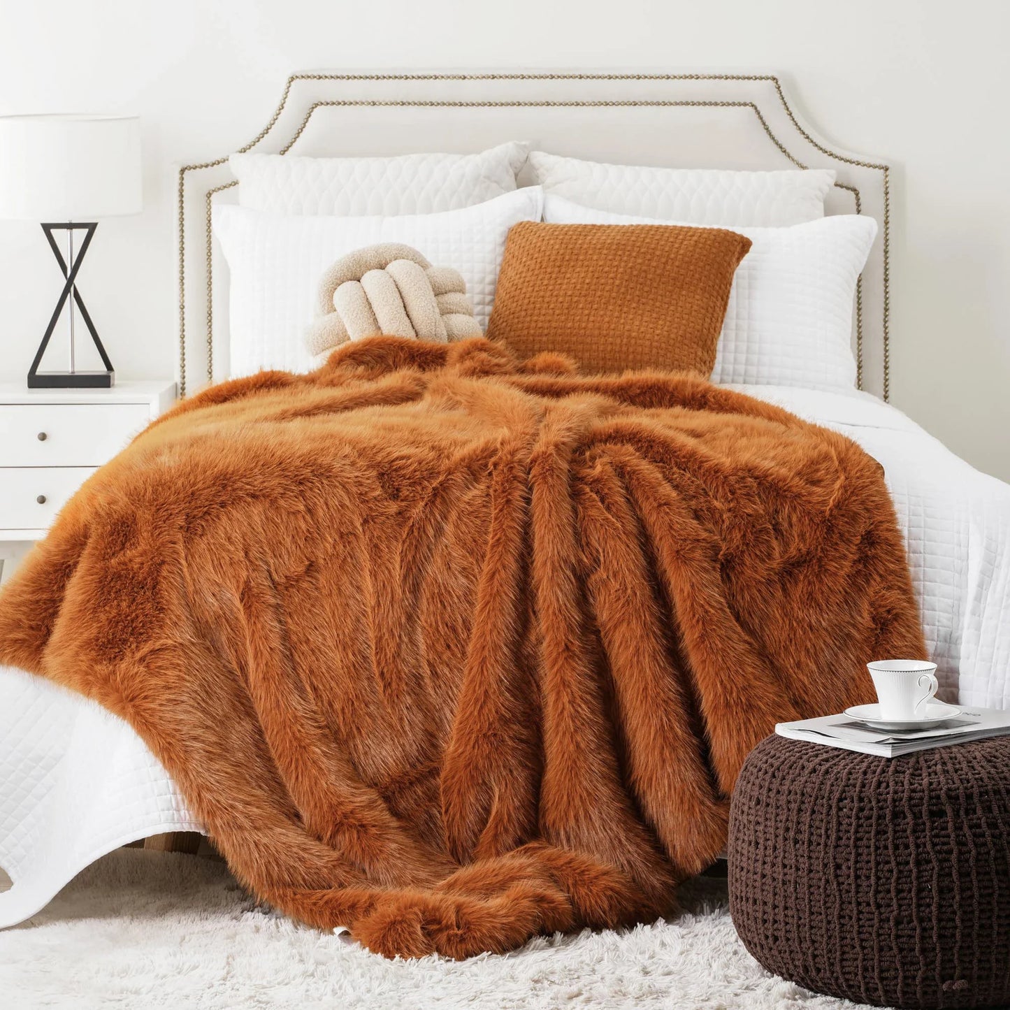 Fluffy Soft Blankets Luxury Fur blanket for Bed Sofa Mink Faux Fur Throw and Blankets Large Warm Blanket for Home Decor