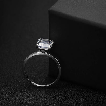 4ct Emerald Moissanite Ring s925 Sterling Sliver Plated 18k White Gold Wedding Band Engagement Rings For Women