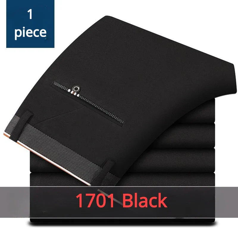 Classic Black Men's Office Dress Pants for Business Formal Fashionable Slim Fit Men's Suit Pants Casual Trousers Plus Size 28-40