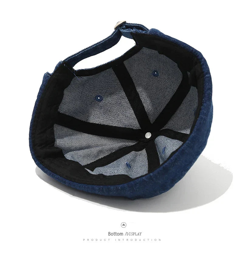 Denim Docker Cap Without Visor Letter Label Brimless Caps Adjustable Solid Color Hats Unisex Adult Retro Hip Hop Street