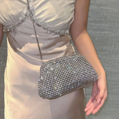 Luxury Glitter Cloud Bag Women's Handbag Crystal Shiny Rhinestones Diamond Evening Bag Wedding Party Clutch Purse Shoulder Bags