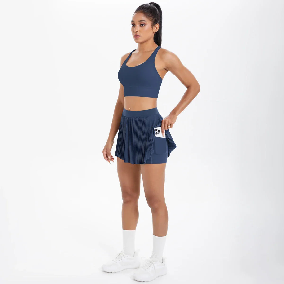 2pcs New Sexy Yoga Set Backless Cross Straps Sports Bra Fashion Breathable Culotte Yoga Shorts With Pocket Gym Women Sports Set