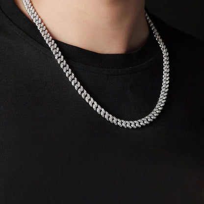 Sparkling Real Full Moissanite Cuban Chain Bracelet for Men Women 8mm S925 Sterling Silver Hip Hop Diamond Link Bracelets