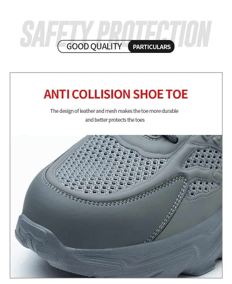 Summer Work Shoes with protection breathable Lightweight ShoesSteel Toe Shoes Men  Anti-smashing Industrial Safety Shoes
