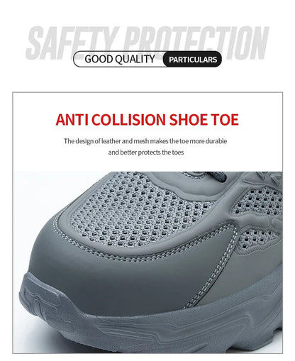 Summer Work Shoes with protection breathable Lightweight ShoesSteel Toe Shoes Men  Anti-smashing Industrial Safety Shoes
