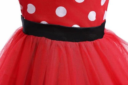 Minni Mouse Baby Girls Dress Fancy Birthday Party Cosplay Costume Polka Dot Cute Carnival Party Easter Costume for 1-5 Years