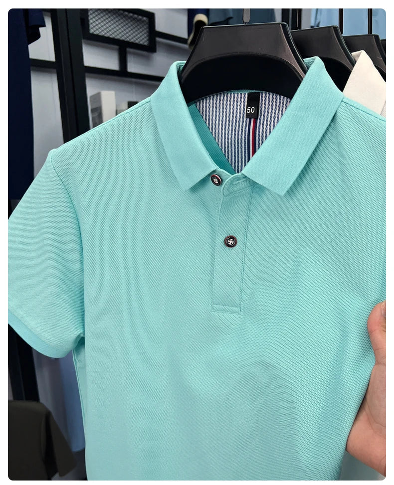 100% cotton short sleeve polo shirt comfortable lightweight high-end brand fashionable simple summer men's casual lapel T-shirt