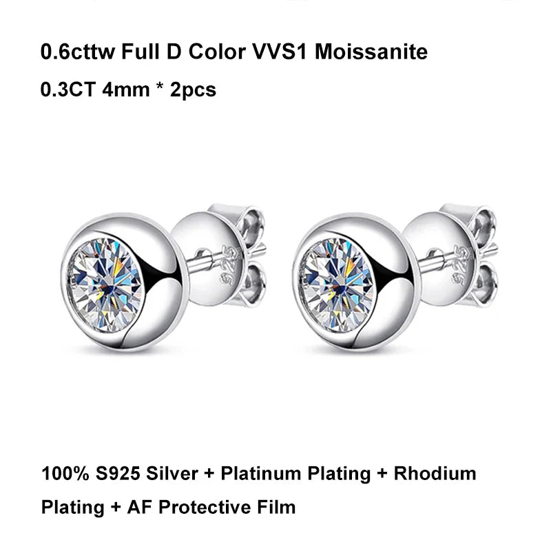 Bezel Full 2.6cttw D Color Moissanite Drop Earrings for Women S925 Silver Plated 18K Rose Gold Bubble Diamond Stud Earring