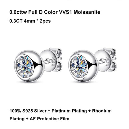 Bezel Full 2.6cttw D Color Moissanite Drop Earrings for Women S925 Silver Plated 18K Rose Gold Bubble Diamond Stud Earring