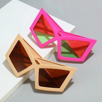 Fashion Oversized Cat Eye Sunglasses Women Red Shades UV400 Retro Gradient Men Wide Legs Sun Glasses