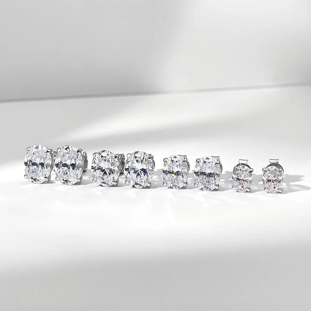 1ct-4ct Oval Moissanite Wedding Earrings For Women S925 Silver Plated 18K Gold Can Pass Diamond Test Party Earrings Gift
