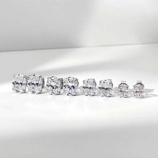 1ct-4ct Oval Moissanite Wedding Earrings For Women S925 Silver Plated 18K Gold Can Pass Diamond Test Party Earrings Gift