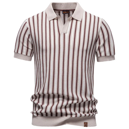 Summer Men's Polo Shirts 2026 Stripe Design Ice Silk Short Sleeve Cool Touch Breathable Casual Outdoor Polo Shirt for Men