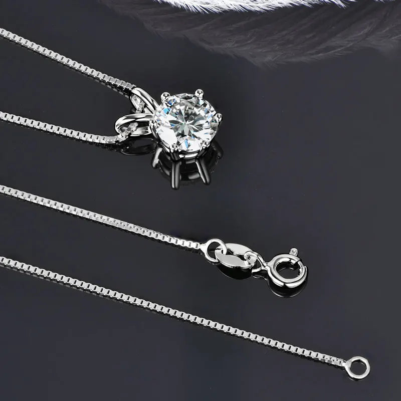 Real 925 Silver Moissanite Jewelry Set Gold Plated 0.5-2ct Stud Earrings Solitaire Pendant Necklace Set for Women Men Gift