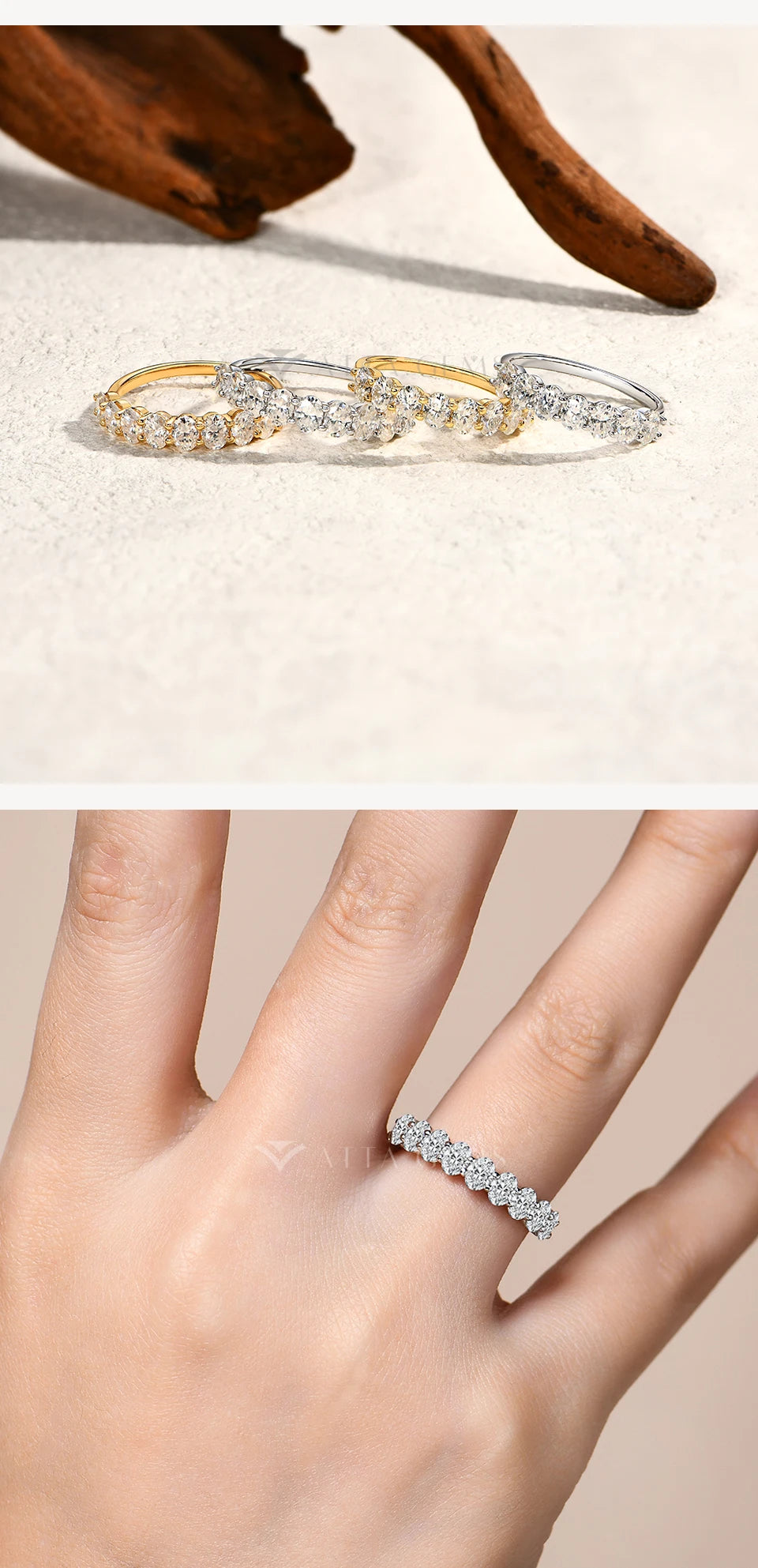 ATTAGEMS Oval Cut Moissanite Rings for Women 1.8CTW DVVS1 Diamond S925 Silver 18K Gold Plated Matching Wedding Band Jewelry Gift