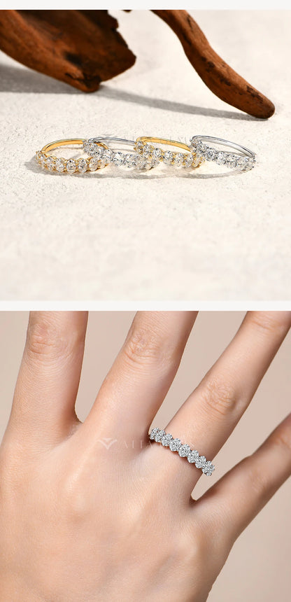 ATTAGEMS Oval Cut Moissanite Rings for Women 1.8CTW DVVS1 Diamond S925 Silver 18K Gold Plated Matching Wedding Band Jewelry Gift