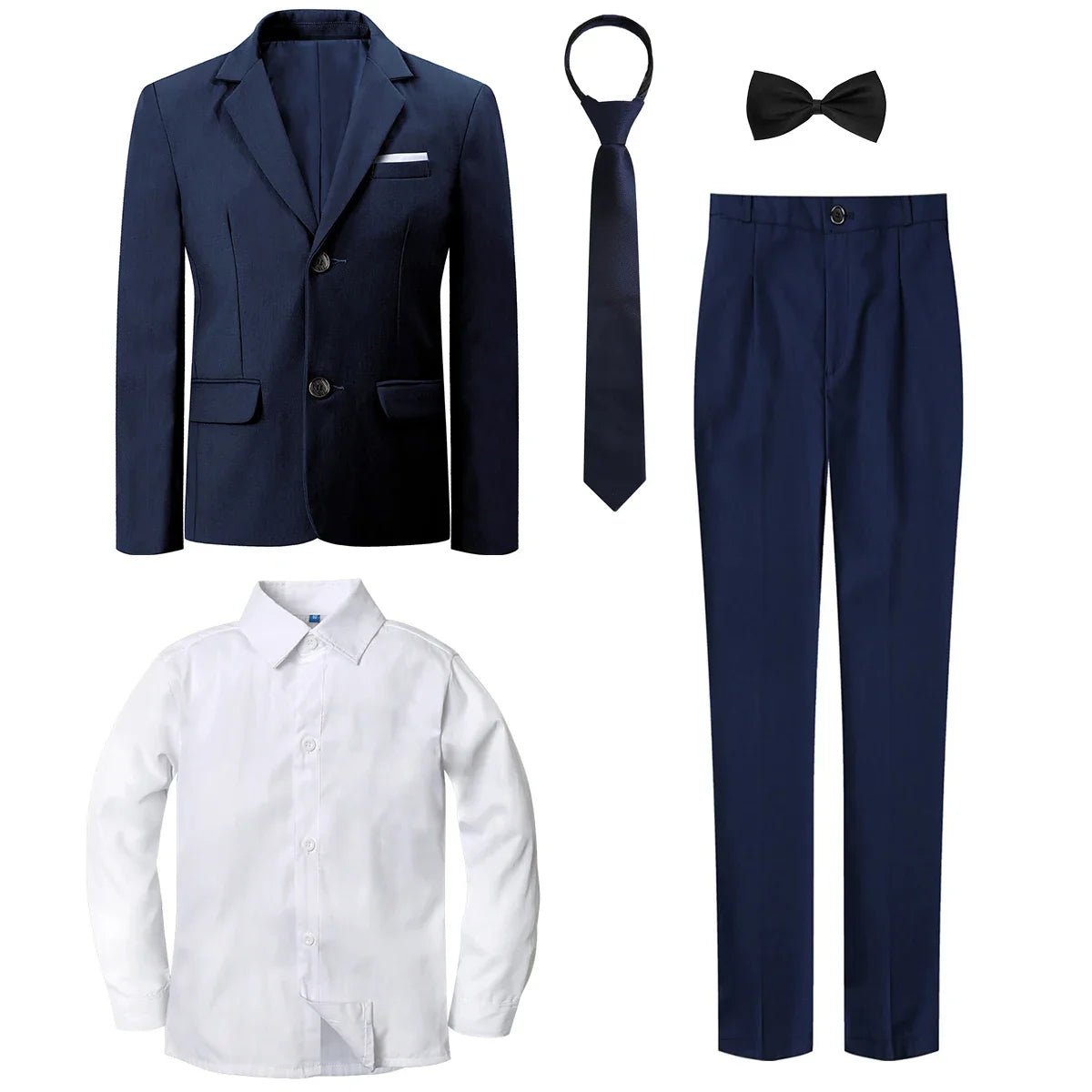 Boys Suit Kids Wedding Tuxedo Easter Birthday Party Gift Formal Perform Outfit Set Pants + Blazer + Dress Shirt + Necktie 4PCS
