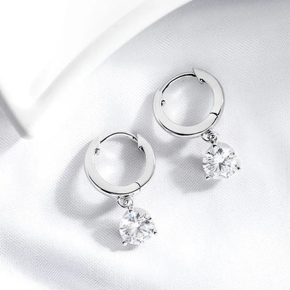 0.5-2CT Brilliant Cut Moissanite Drop Earrings for Women Classic 3 Prong Wedding Fine Jewelry S925 Sterling Silver 100%