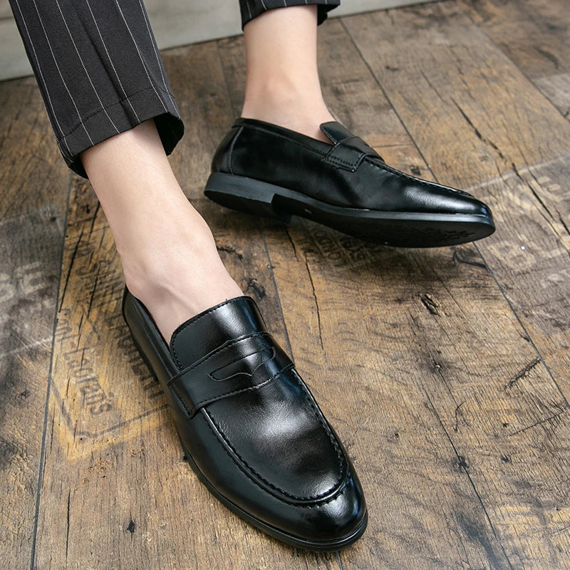 Men Casual Leather Shoes Dress Leather Loafers Men Classic Casual Business Shoes Trend Formal Party Social Leather Shoes Male