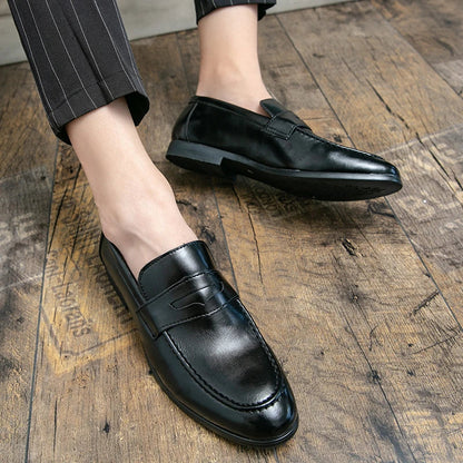Men Casual Leather Shoes Dress Leather Loafers Men Classic Casual Business Shoes Trend Formal Party Social Leather Shoes Male