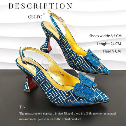 Italian Design Shoes and Bag Set Office Ladies Style Diamond Decoration Classic Women High Heel Shoes and Bag